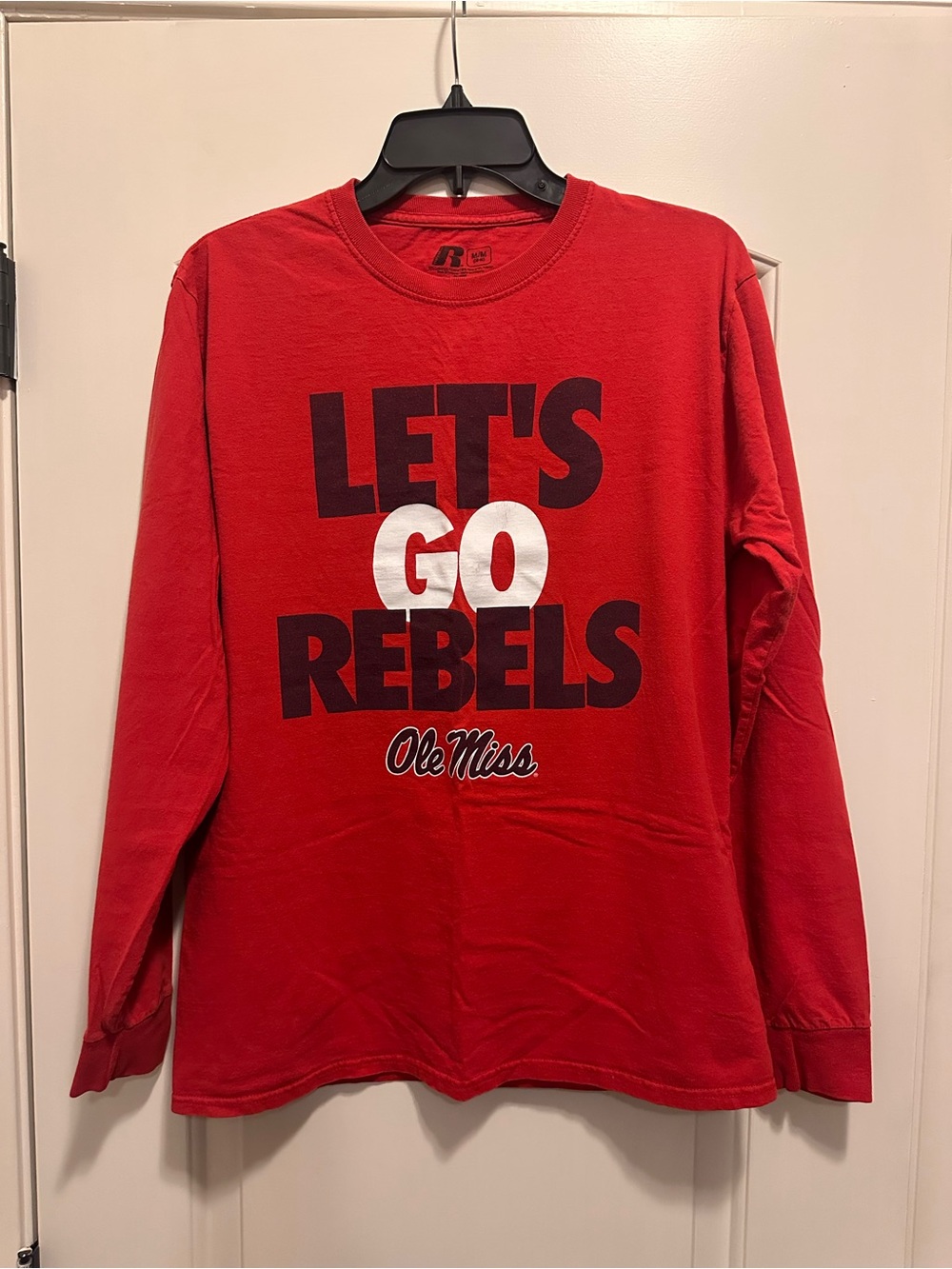 Russell Athletic Red Long Sleeve 'Let's Go Rebels' Tee